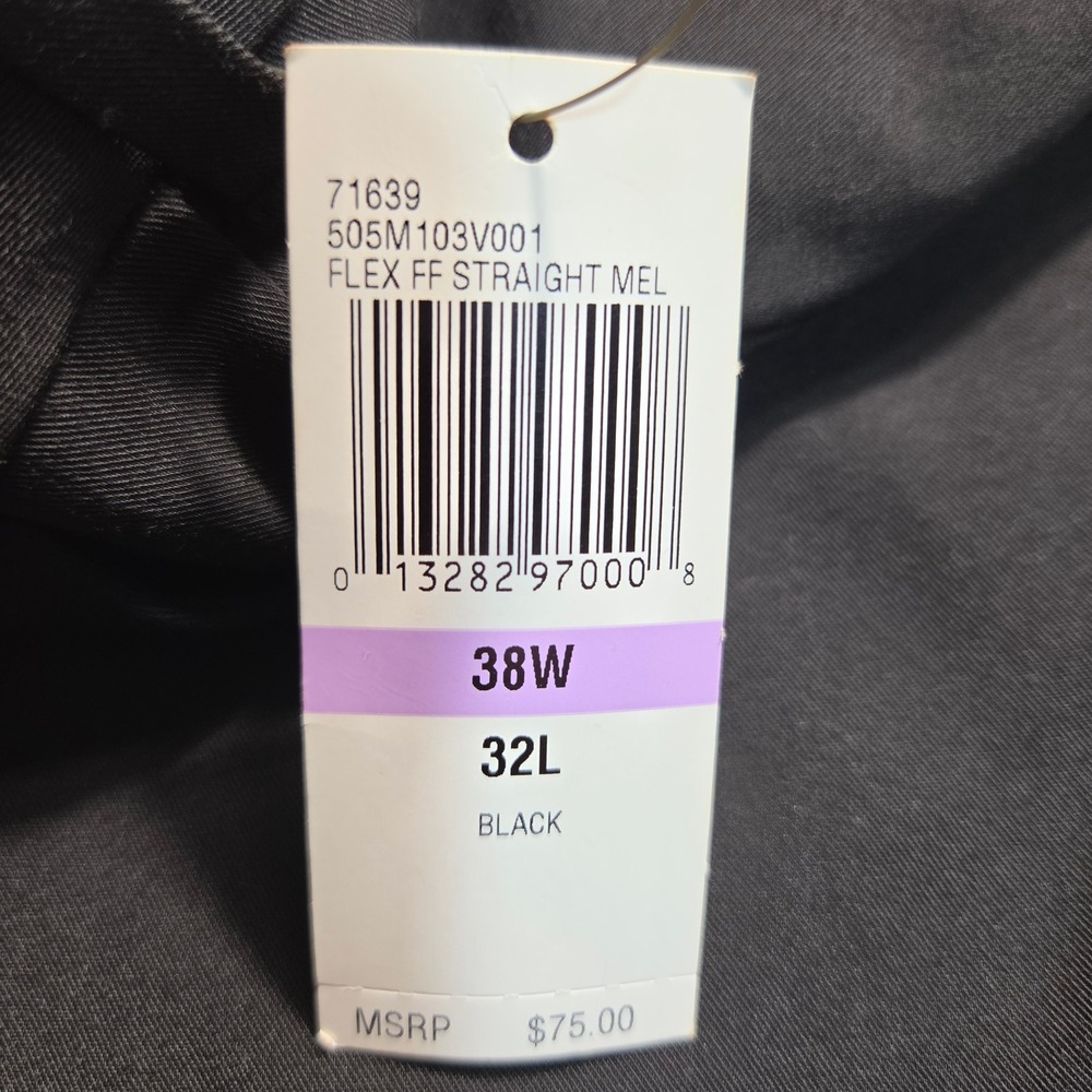 Van Heusen Flex Straight Fit 38x32 Men's Stretch Non-Iron Dress Pants Black - Picture 5 of 7